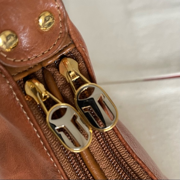 Tuscan’s Collection Genuine Leather Tan Brown Hobo Golden Hardware  Shoulder Bag - Picture 9 of 15